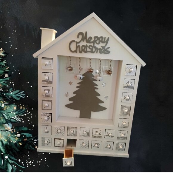 White Wooden Christmas ADVENT Calendar, Removeable Drawers, Customize - Picture 1 of 13